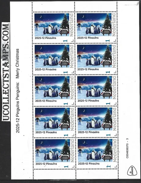 Nederland 2025-12 Pinguïn Penguin: Christmas penguins Sheetlet postfris/mnh