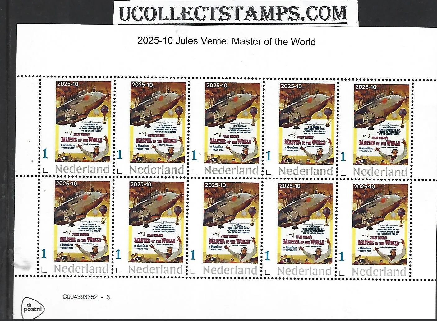 Netherlands 2025-10 Jules Verne: Master of the World sheet MNH