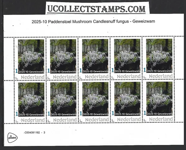 Netherlands 2025-10 Candlesnuff fungus sheet MNH