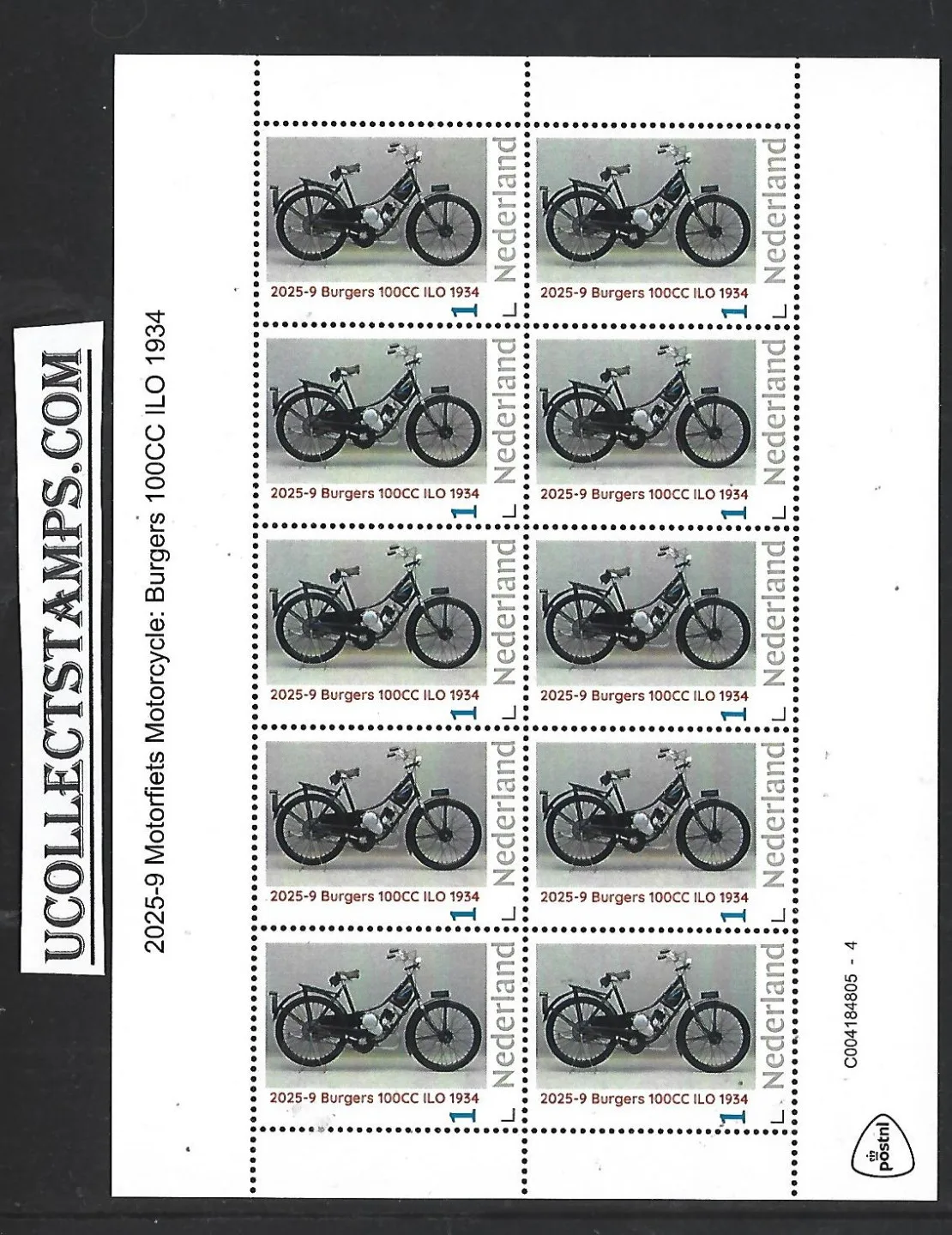 Nederland 2025-9 Motorfiets Motorcycle: Burgers 100CC ILO 1934 sheet postfris/mnh