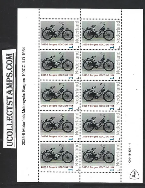 Nederland 2025-9 Motorfiets Motorcycle: Burgers 100CC ILO 1934 sheet postfris/mnh