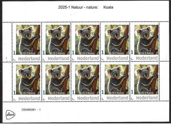 Netherlands 2025-1 Nature: Koala sheet MNH