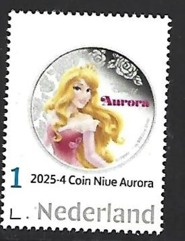 Nederland 2025-4 Coin on stamp Disney Aurora postfris/mnh