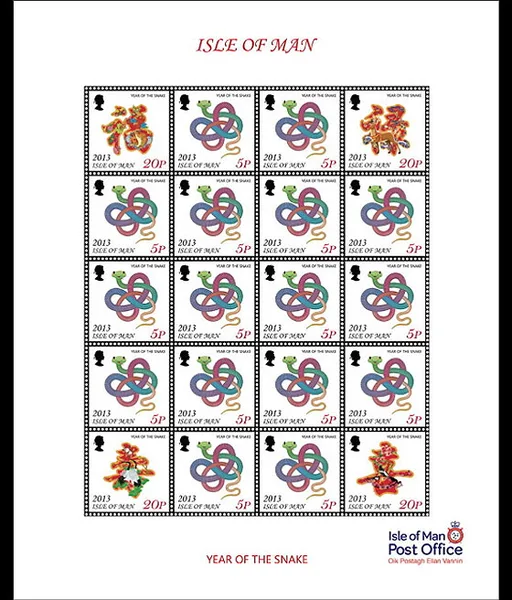 Isle of Man 2013 Year of the Snake vel/sheetlet MNH