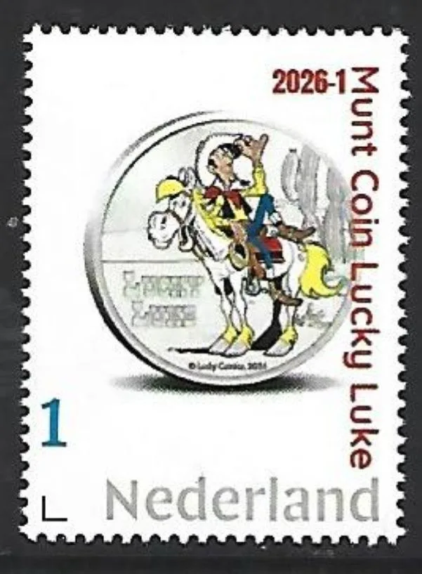 Nederland 2026-1 Munt coin: Luckey Luke Jolly Jumper €5 Belgie postfris/mnh