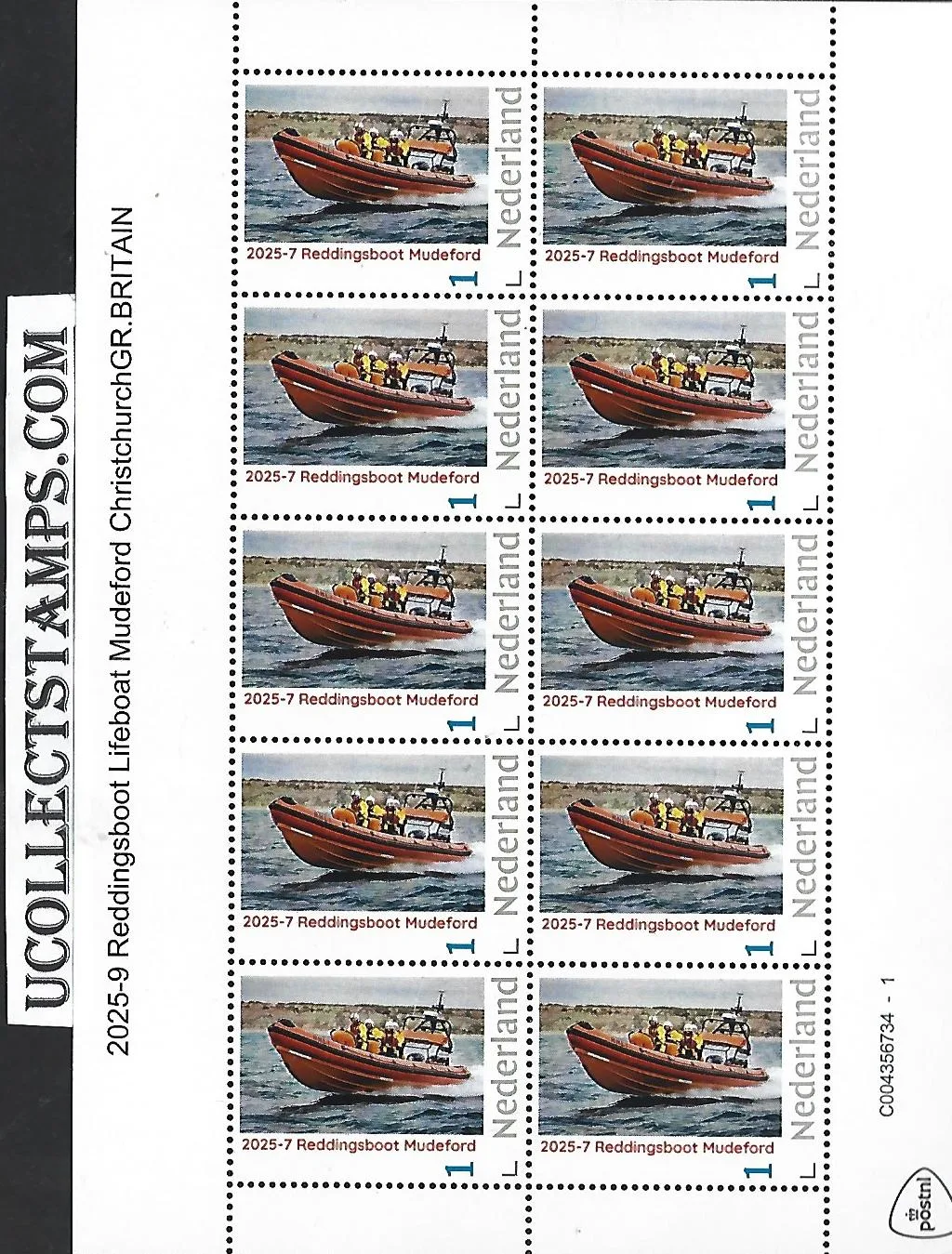 Nederland 2025-7a reddingsboot Lifeboat: Mudeford Christchurch Gbr. postfris/mnh sheet postfris/mnh