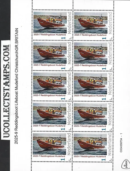 Netherlands 2025-7a lifeboat: Mudeford Christchurch Gbr. unmounted MNH sheet