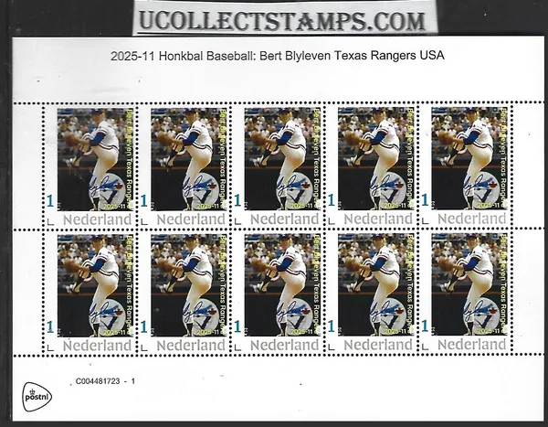 Netherlands 2025-11 Baseball Bert Blyleven Texas Rangers sheet MNH