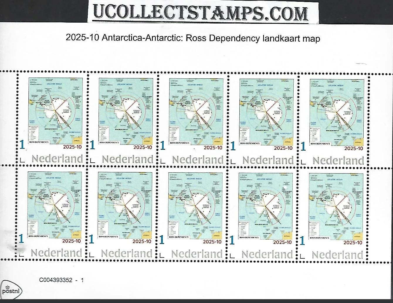 Nederland 2025-10 Antarctica: Ross Dependency landkaart map sheet postfris/mnh