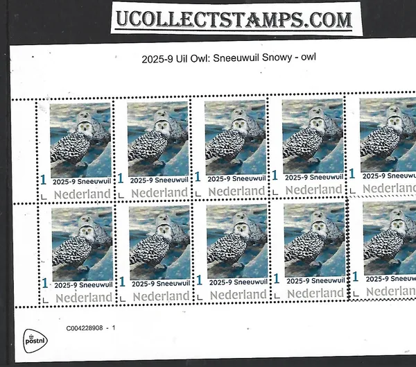 Netherlands 2025-9 Owl: Snowy Owl sheet MNH