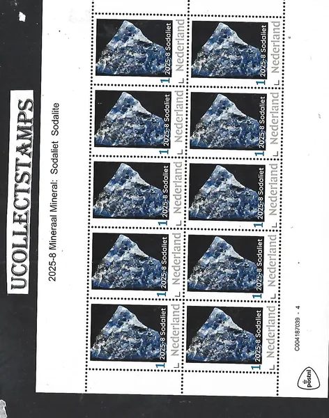 Nederland 2025-8 Mineraal Mineral: Sodaliet Sodalite sheet postfris/mnh