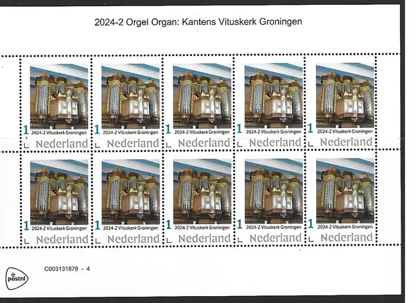 Nederland 2024-2 Orgel Organ: Kantens Vituskerk Groningen sheetlet postfris/mnh
