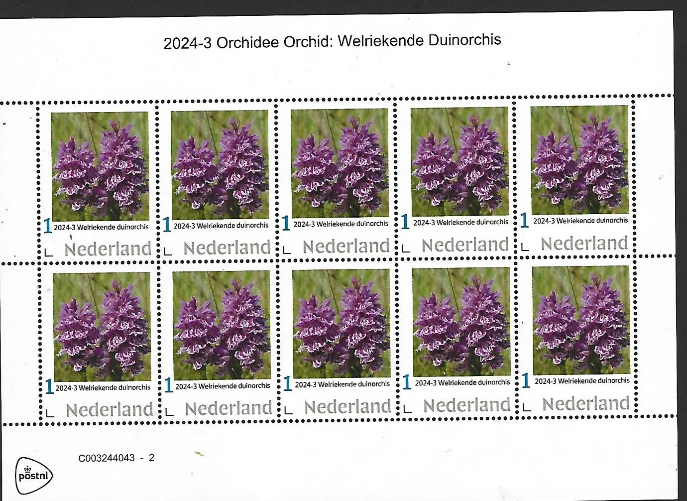 Pays-Bas 2024-3 Orchidée Orchid: Duinorchis odorant bloc postfris/mnh