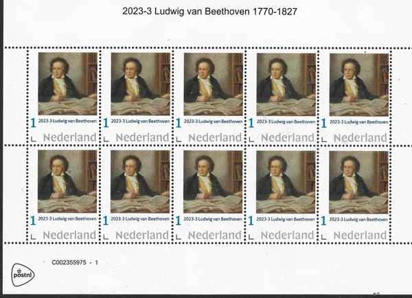 Nederland 2023-3 Ludwig van Beethoven vel-sheet postfris/mnh