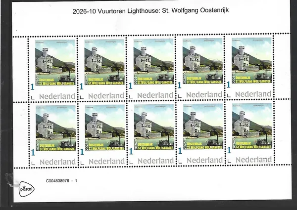 Nederland 2026-10 Vuurtoren Lighhouse: St Wolfgang Austria sheet postfris/mnh