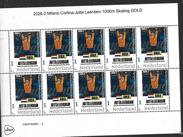 Nederland 2026-2 Olympics Milano Cortina: Jutta Leerdam 1000m Skating sheet postfris/mnh