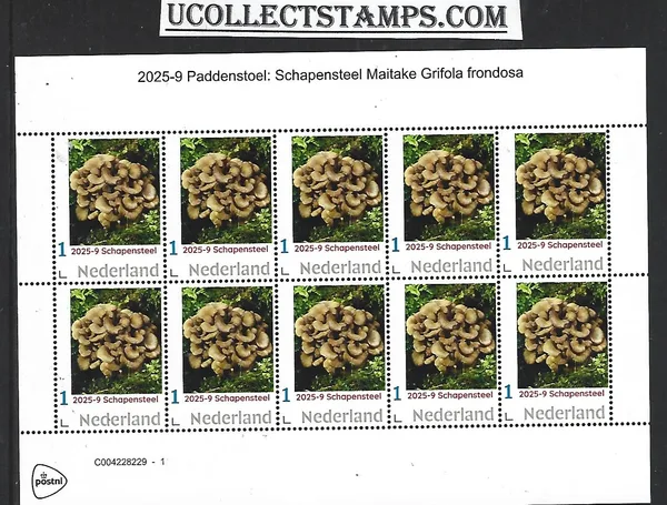 Nederland 2025-9 Paddenstoel Mushroom: Schapensteel Maitake sheet postfris/mnh