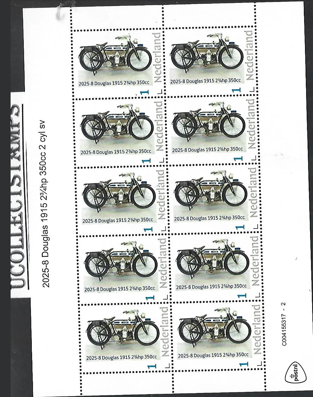 Nederland 2025-8 Motorfiets Motorcylce: Douglas 1915 2 3/4 350CC sheetlet postfris/mnh
