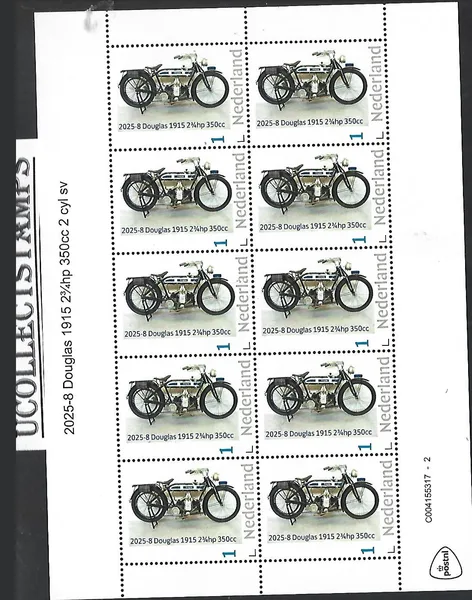 Nederland 2025-8 Motorfiets Motorcylce: Douglas 1915 2 3/4 350CC sheetlet postfris/mnh