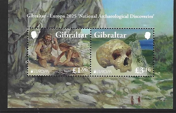 Gibraltar 2025 Archeology Europa Skull m/s postfris/mnh