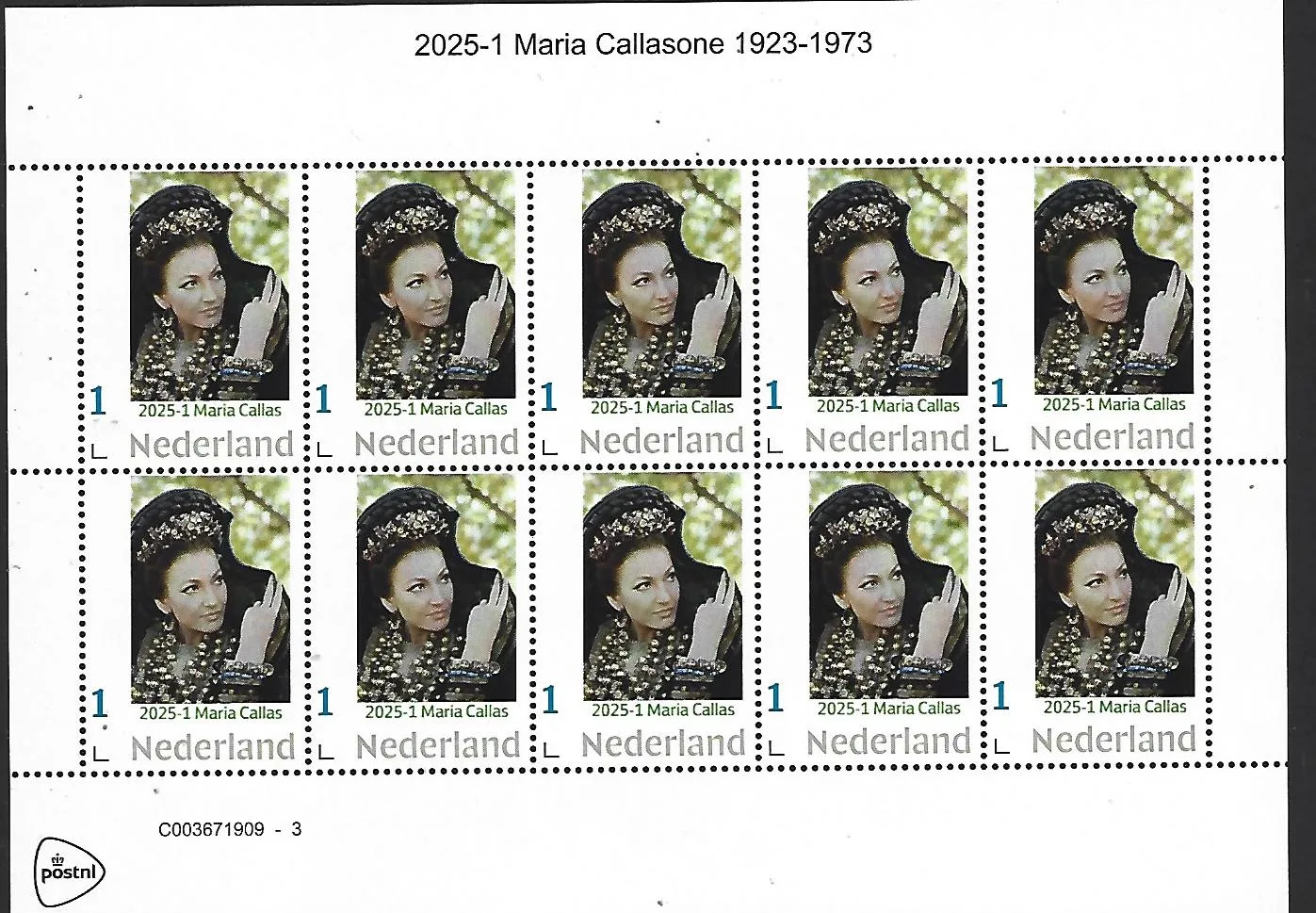 Nederland 2025-1 Maria Callas sheetlet postfris/mnh