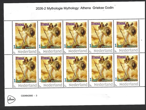 Netherlands 2026-2 Mythology: Athena Greek goddess sheet MNH