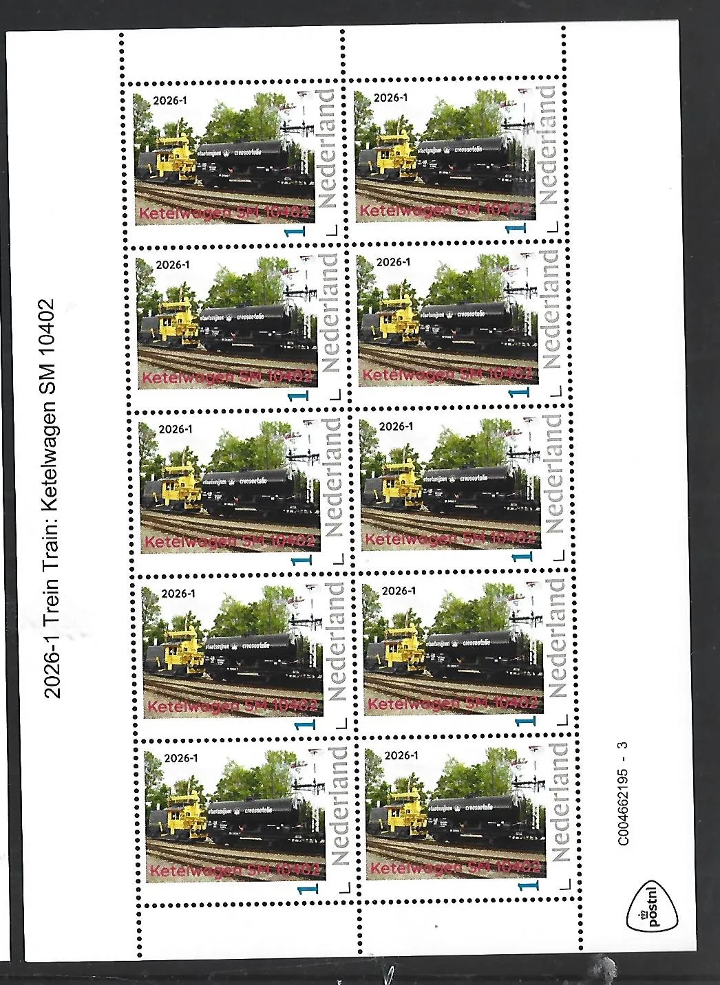 Nederland 2026-1 Trein Train: Ketelwagen SM 10402 sheetlet postfris/mnh