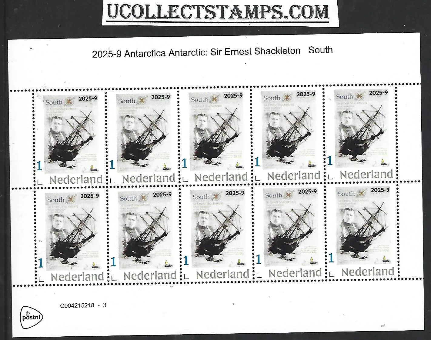 Netherlands 2025-9 Antarctica: Ernest Shackleton sheetlet MNH