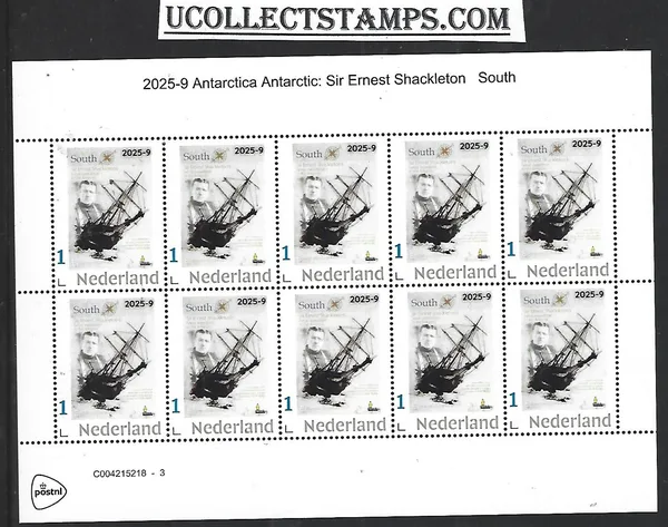 Netherlands 2025-9 Antarctica: Ernest Shackleton sheetlet MNH
