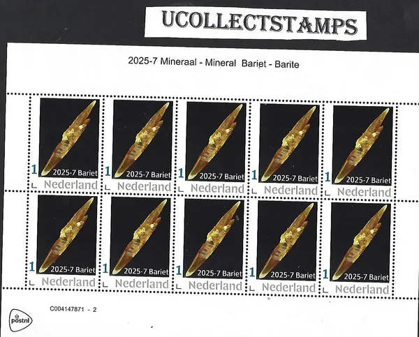 Netherlands 2025-7 Mineral: Barite sheetlet MNH