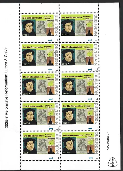 Netherlands 2025-7 M Luther reformation: Luther and Calvin sheet unmounted MNH