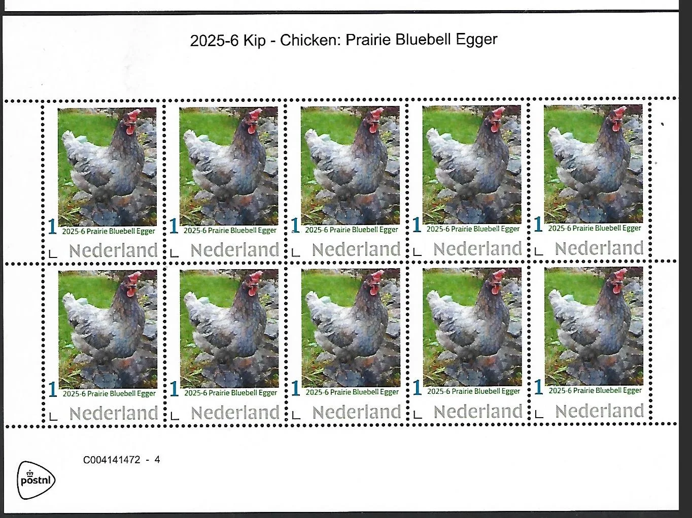 Netherlands 2025-6 Chicken; Prairie Bluebell egger sheetlet MNH