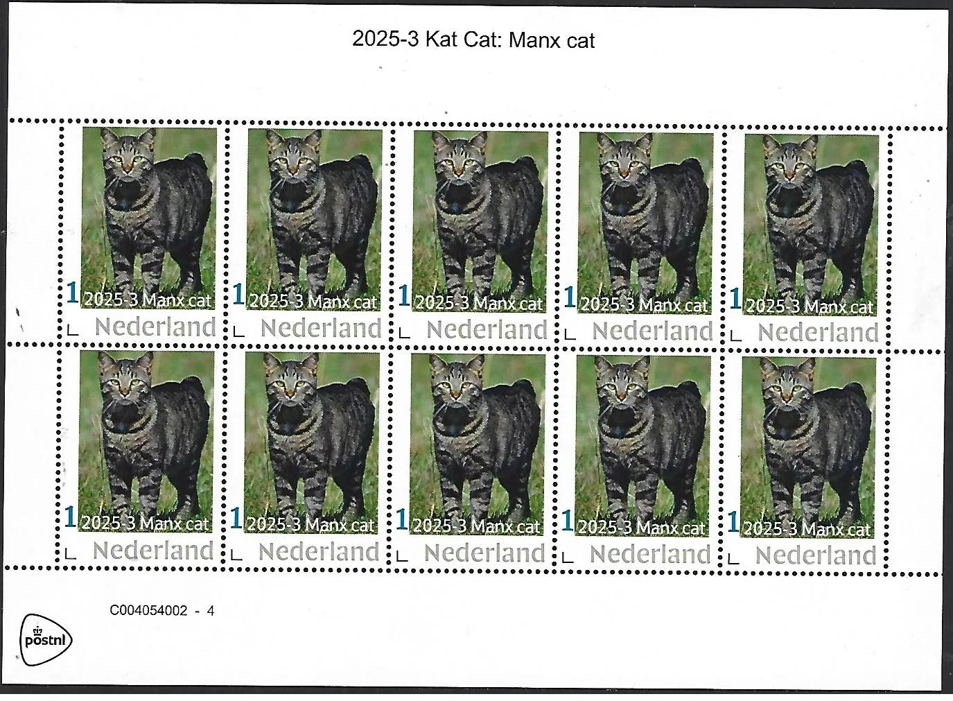 Netherlands 2025-3 Cat: Manx cat stamp sheetlet MNH