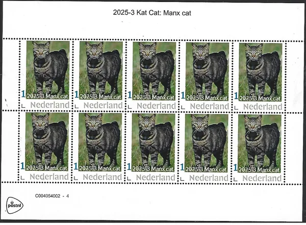 Netherlands 2025-3 Cat: Manx cat stamp sheetlet MNH