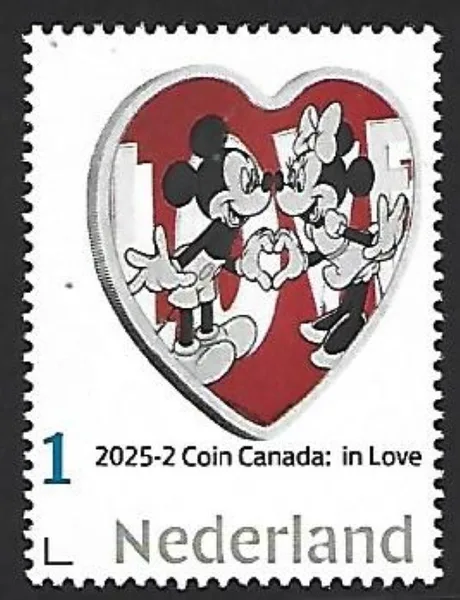 Nederland 2025-2 Munt coin Disney: Mickey in Love Niue $2 postfris/mnh
