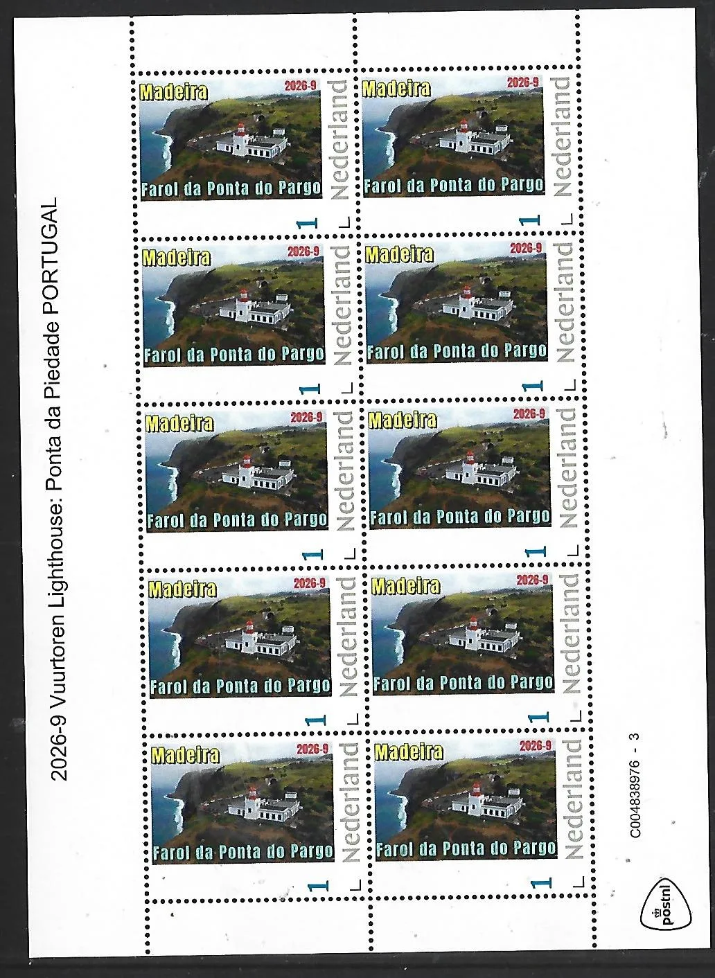 Netherlands 2026-9 Lighthouse Ponta do Pargo Portugal sheet MNH