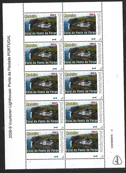 Nederland 2026-9 Vuurtoren Lighhouse: Ponta do Pargo Portugal sheet postfris/mnh