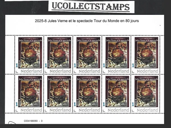 Nederland 2025-8 Jules Verne: Le Spectacle tour du Monde sheet postfris/mnh