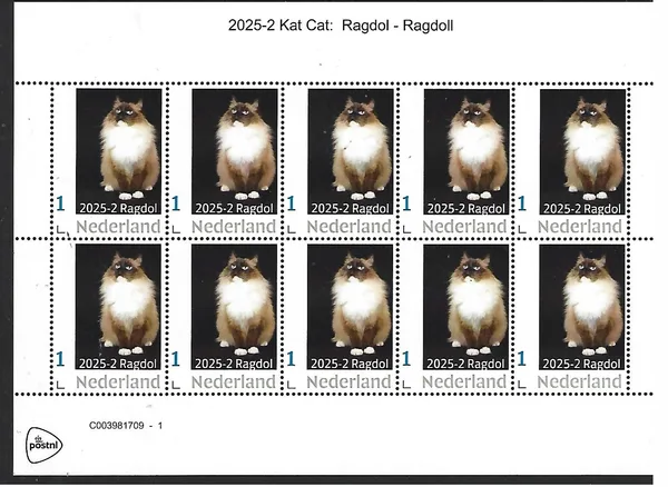 Netherlands 2025-2 Cat: Ragdoll sheet MNH