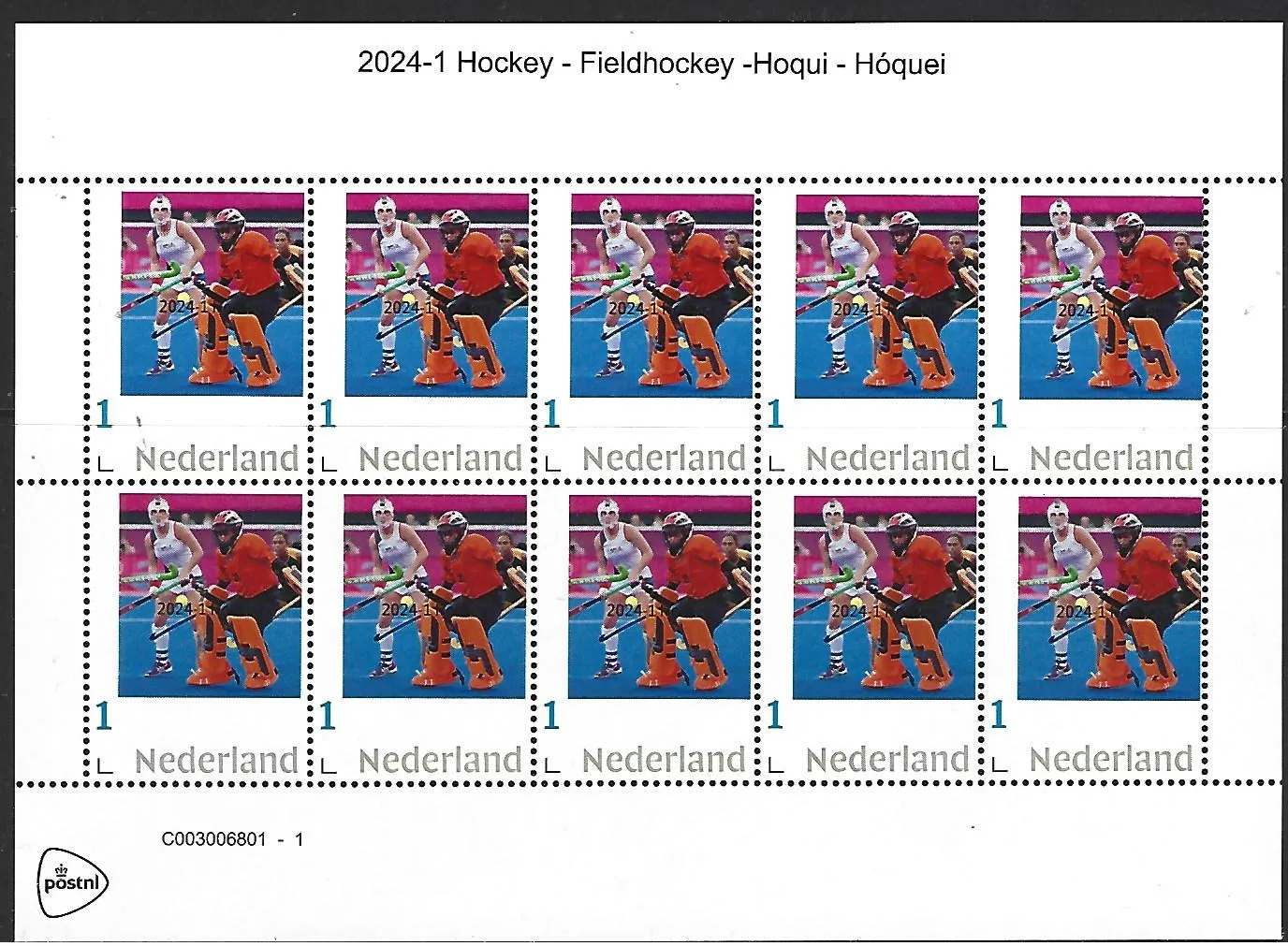 Pays-Bas 2024-1 Feuillet Hockey neuf