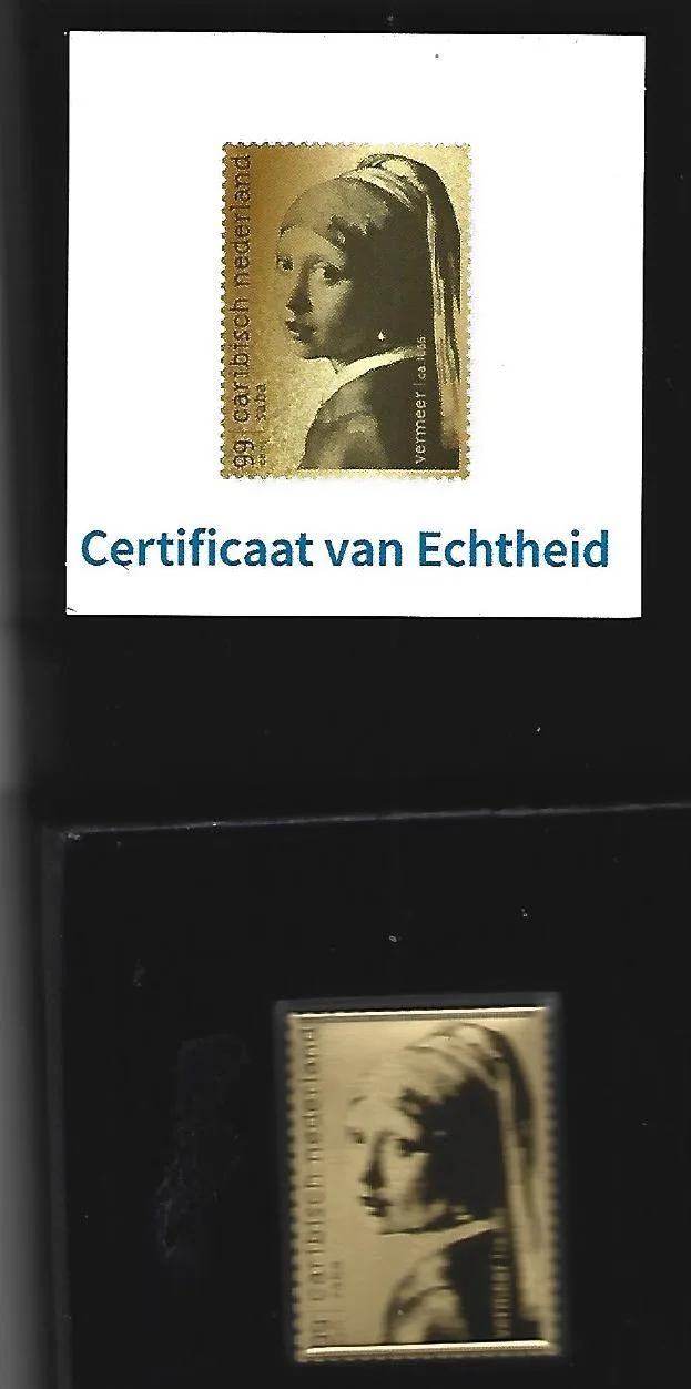 Caribisch Nederland 2025: Saba Johannes Vermeer GOLD STAMP Girl pearl earring postfris/mnh
