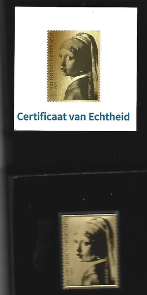 Caribbean Netherlands 2025: Saba Johannes Vermeer GOLD STAMP Girl with Pearl Earring MNH