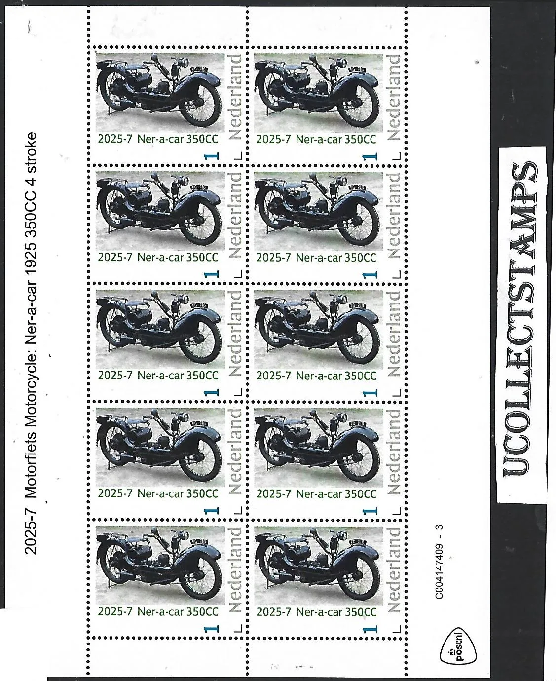 Nederland 2025-7 Motorfiets Motorcycle: Ner-a-car 350cc sheetlet postfris/mnh