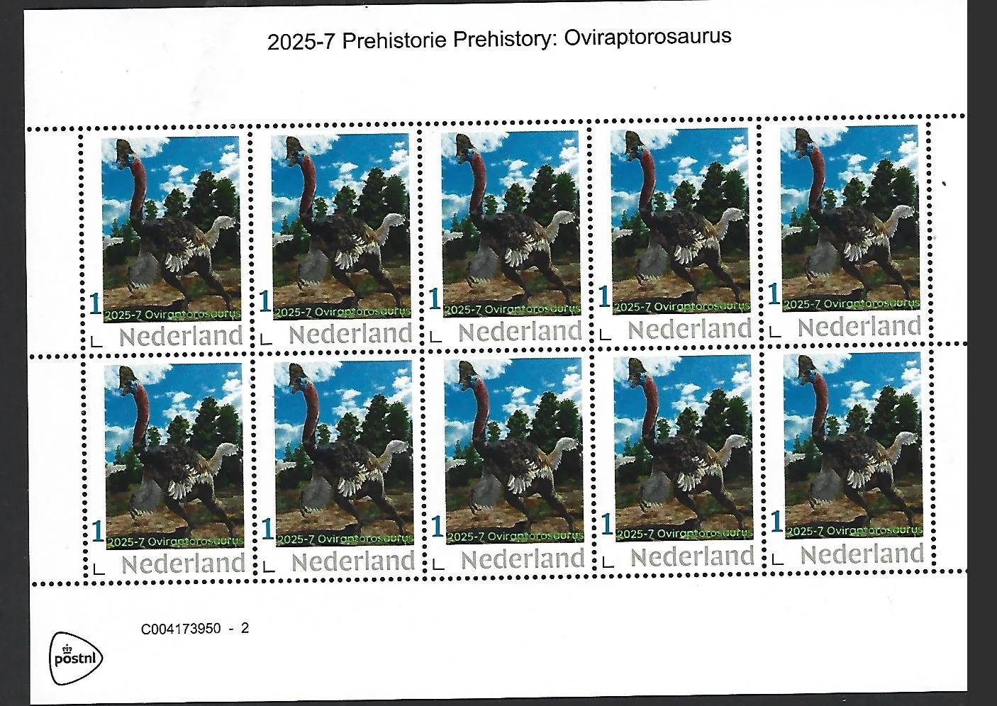 Nederland 2025-7 Prehistorie Prehistory: Overaptorosaurus sheetlet postfris/mnh