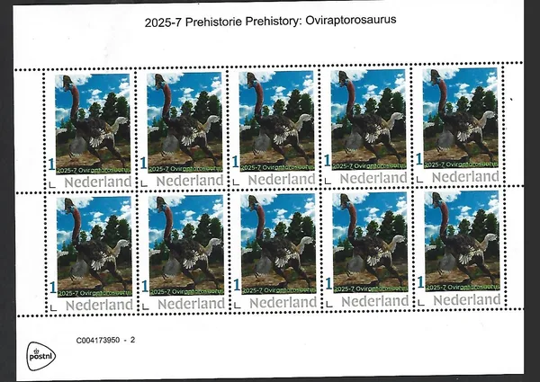 Nederland 2025-7 Prehistorie Prehistory: Overaptorosaurus sheetlet postfris/mnh