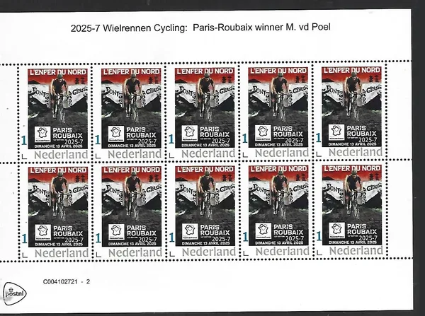 Netherlands 2025-7 Paris - Roubaix M. vd Poel sheet MNH