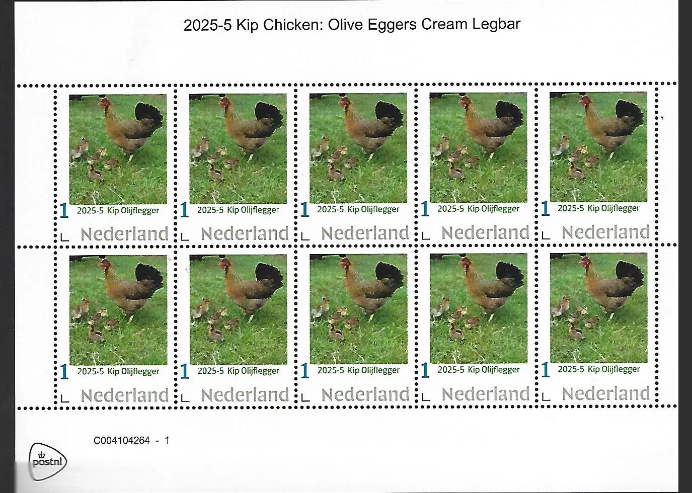 Netherlands 2025-5 Chicken: Olivegger sheet MNH