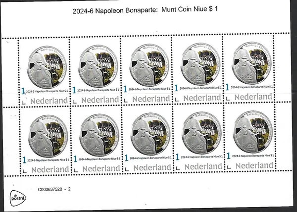Netherlands 2024-6 Napoleon Bonaparte Coin Niue sheetlet MNH