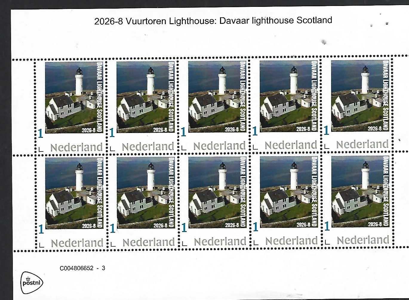 Nederland 2026-8 Vuurtoren Lighthouse Davaar lh Scotland sheet postfris/mnh
