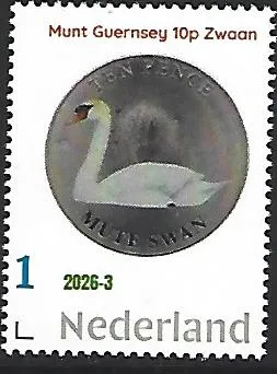 Nederland 2026-3 Munt coin Zwaan Mute Swan Guernsey 10p